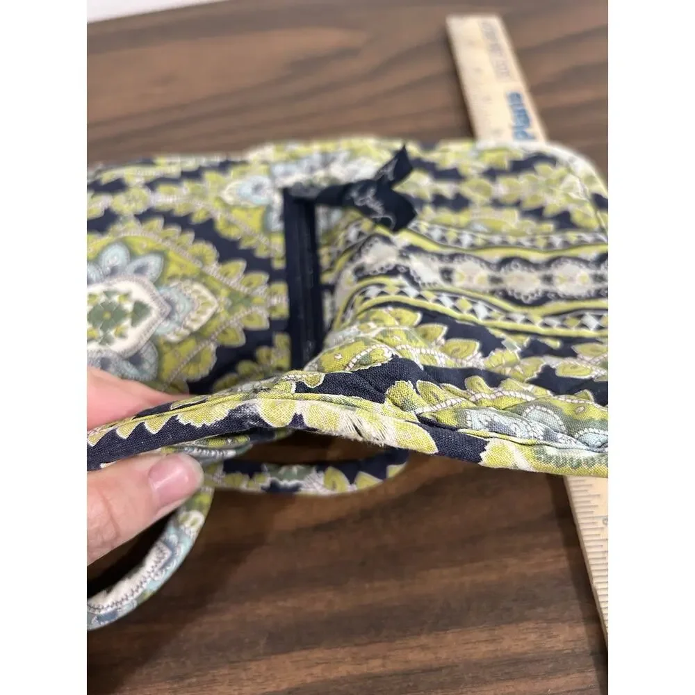 Vera Bradley Crossbody Trifold Wallet Purse Small Green Blue Paisley‎ Strap